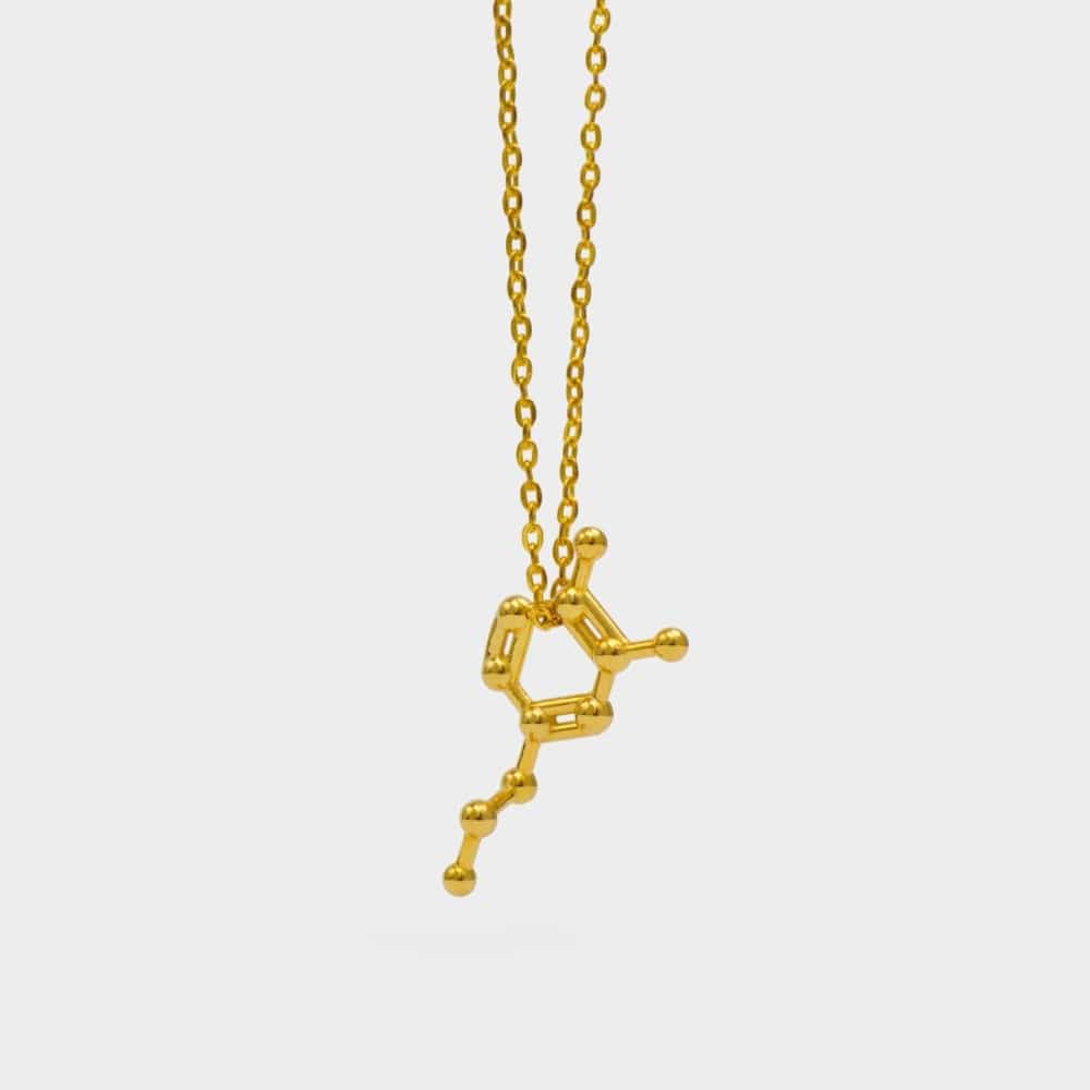 Dopamine-Molecule-Necklace-3D-Gold