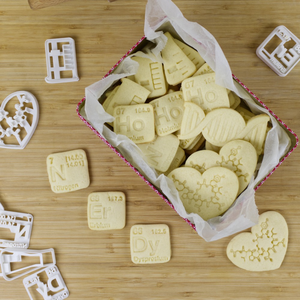 Science and chemistry cookie cutters by the Molecule Store