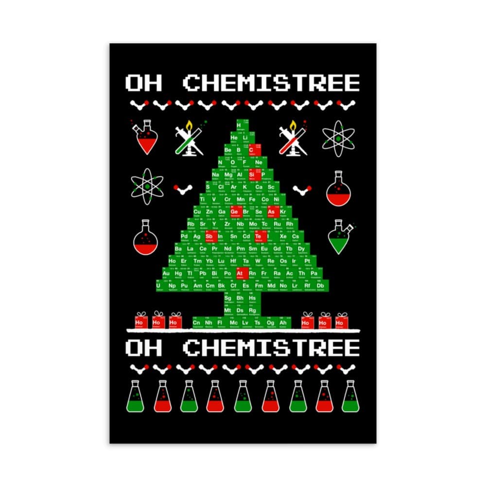 Chemistree postcard, showing a chemistry tree with elements of the periodic table